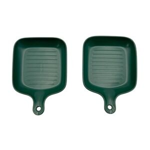 Bruntmor Set 2 Green Ribbed Ceramic Baking Dishes Square Grill Pans w Handles